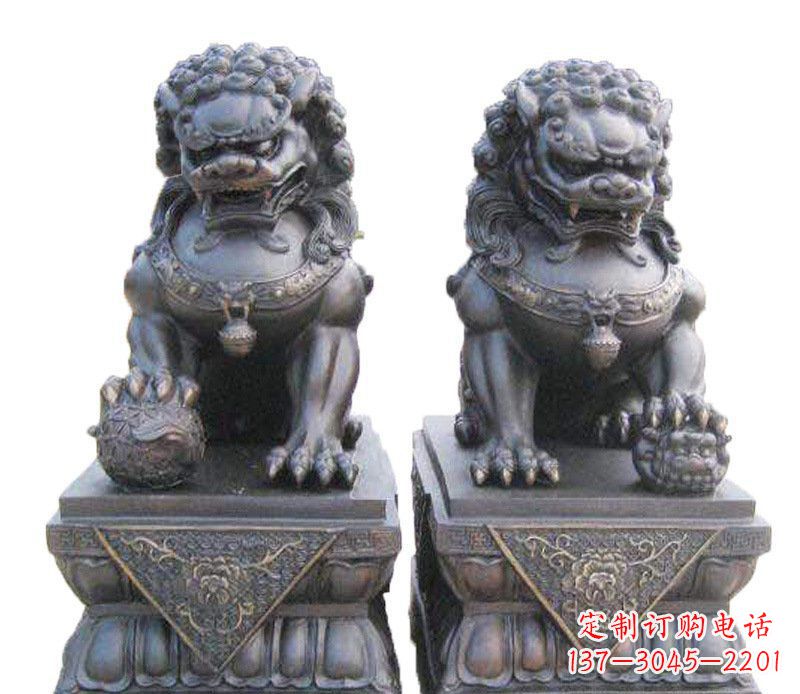 周口铜雕酒店镇宅招财狮子摆件 (2)