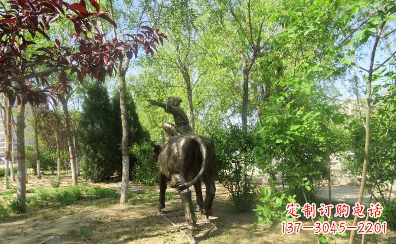 周口铜雕牧童骑牛雕塑