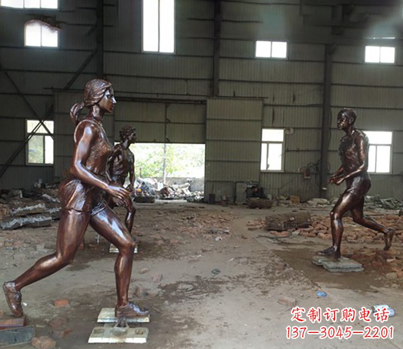 周口铜雕跑步女生
