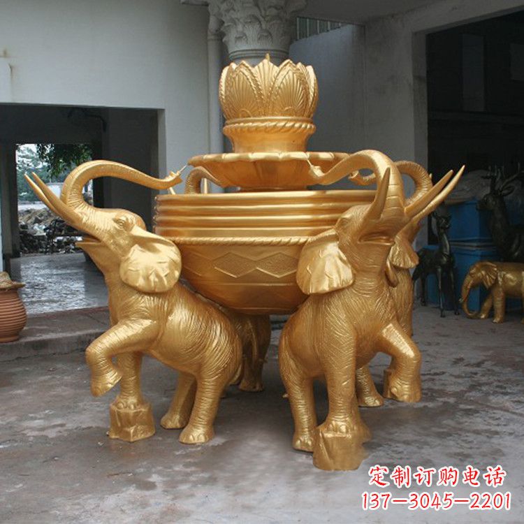周口铜雕喷水大象雕塑