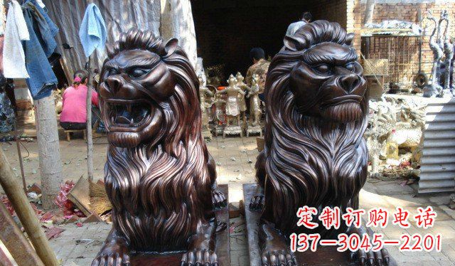 周口铜雕狮子公司门口雕塑 (2)