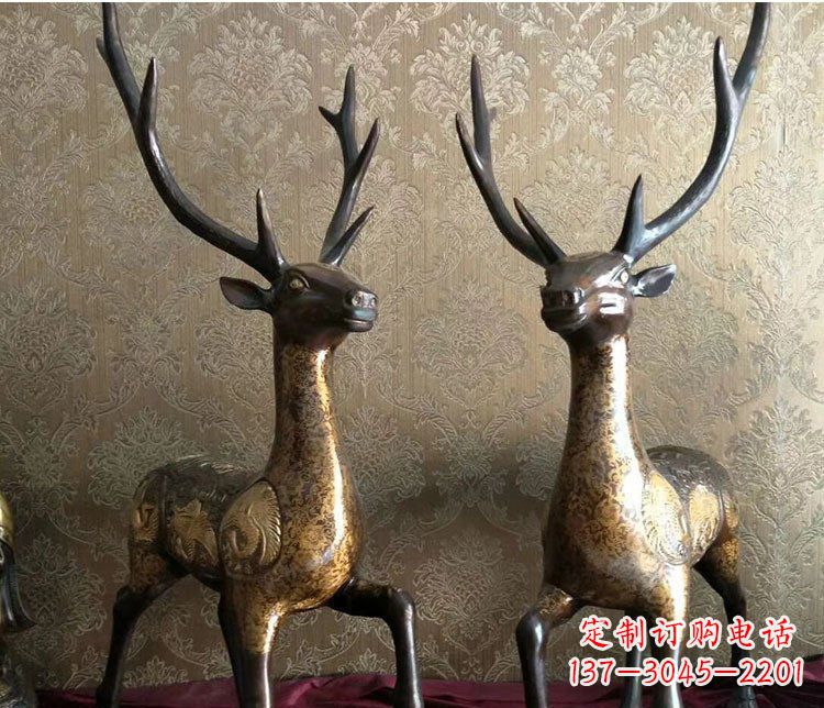 周口铜雕室内装饰动物鹿雕塑