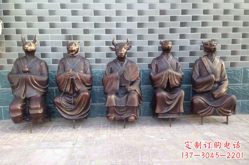 周口铜雕兽首人身十二生肖雕塑