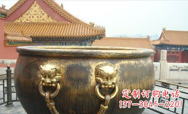 周口铜雕水缸寺庙景观雕塑 (2)