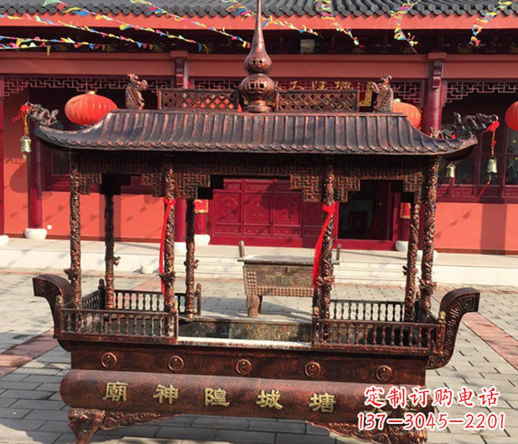 周口铜雕寺庙佛光普照香炉雕塑摆件
