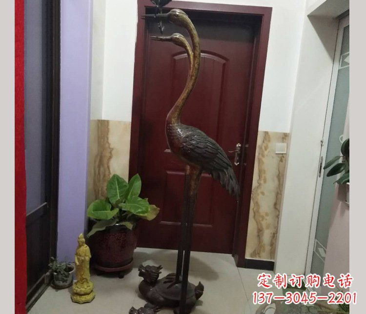 周口铜雕仙鹤踩龟雕塑摆件 (2)