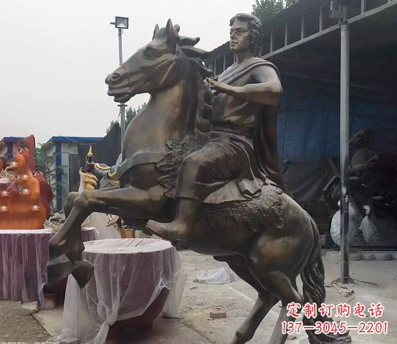 周口铜雕现代骑马人物公园景观