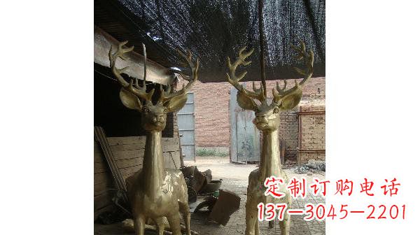 周口铜雕小鹿公园动物雕塑 (2)