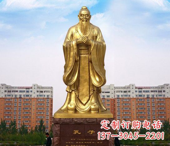 周口铜雕校园孔子雕塑