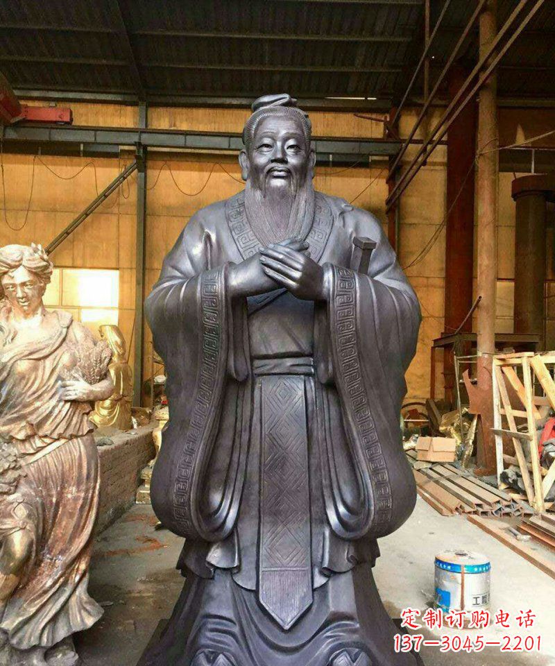 周口铜雕校园孔子人像雕塑