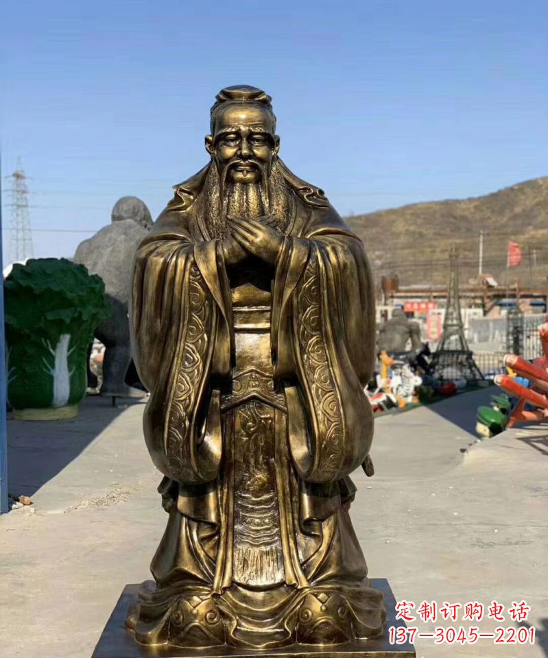 周口铜雕学校孔子人物雕塑