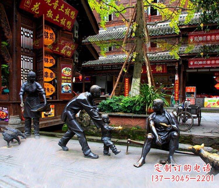 周口铜雕学走路儿童街道人物雕塑
