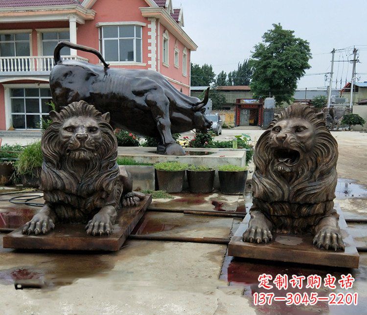 周口铜雕银行门口狮子雕塑摆件