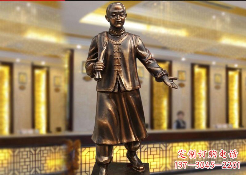 周口铜雕迎宾人物店小二