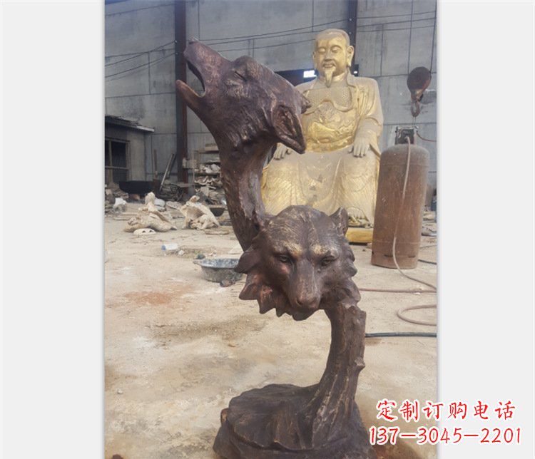 周口铜雕园林金钱豹动物雕塑