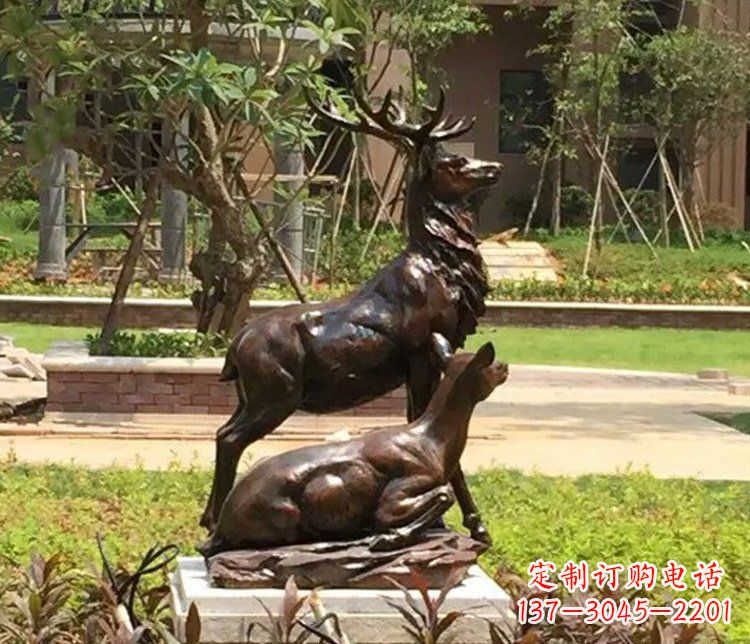周口铜雕园林梅花鹿雕塑摆件