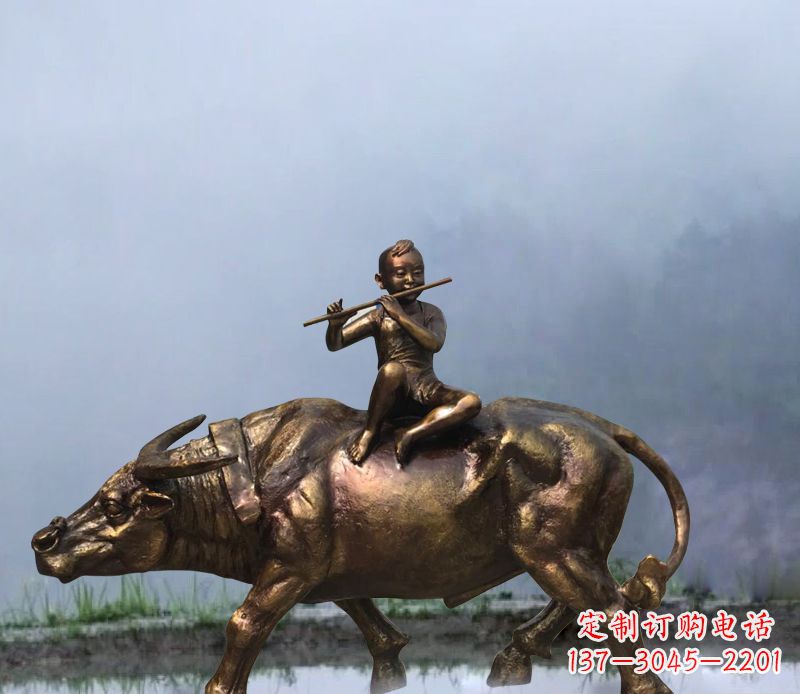 周口铜雕园林牧童骑牛