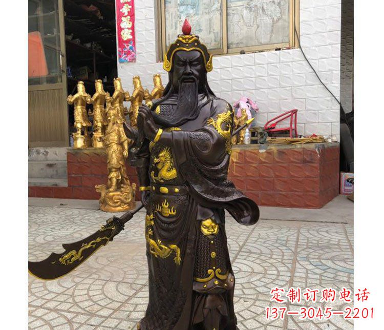周口铜雕镇宅关公寺庙神像雕塑摆件 (2)
