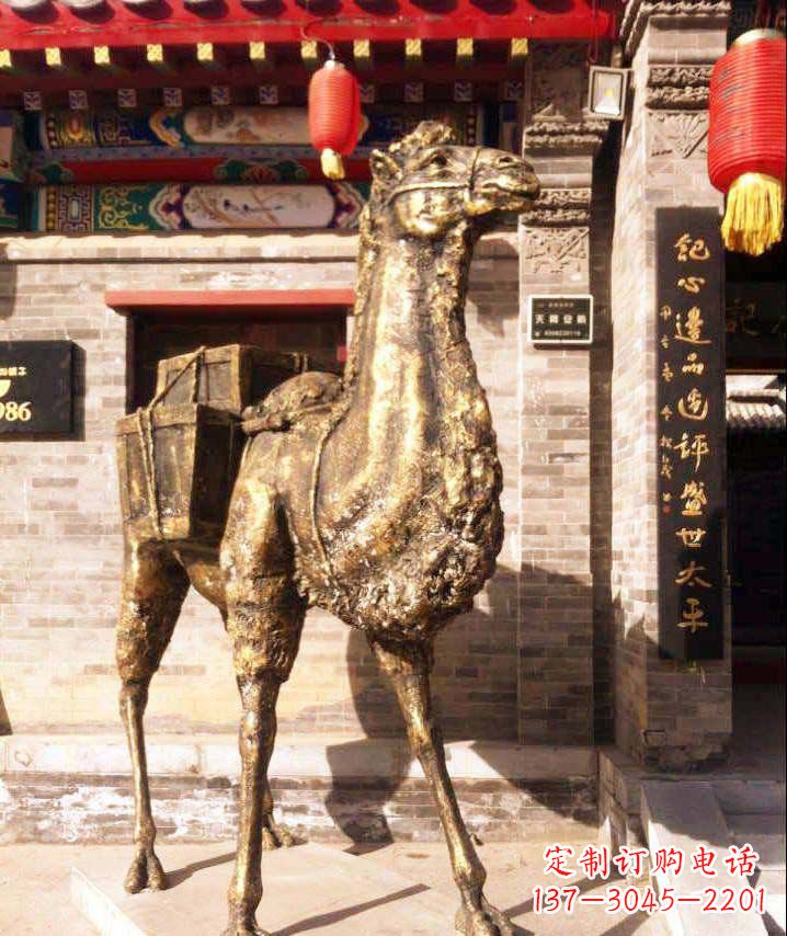 周口驮行李的骆驼动物铜雕