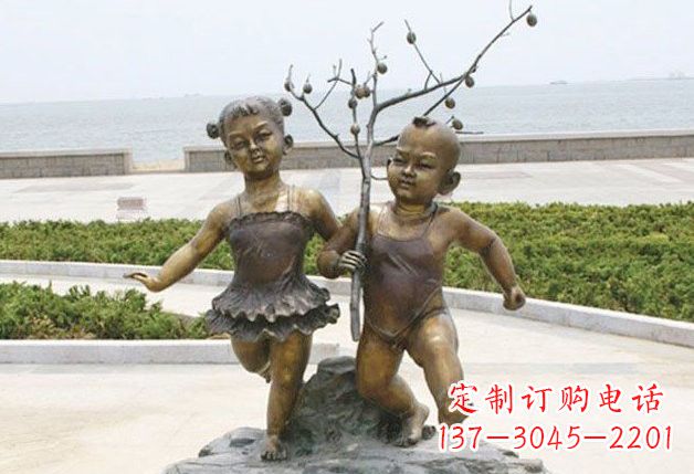 周口玩耍的儿童铜雕