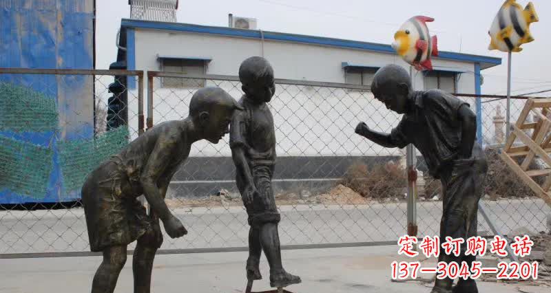 周口玩陀螺人物铜雕