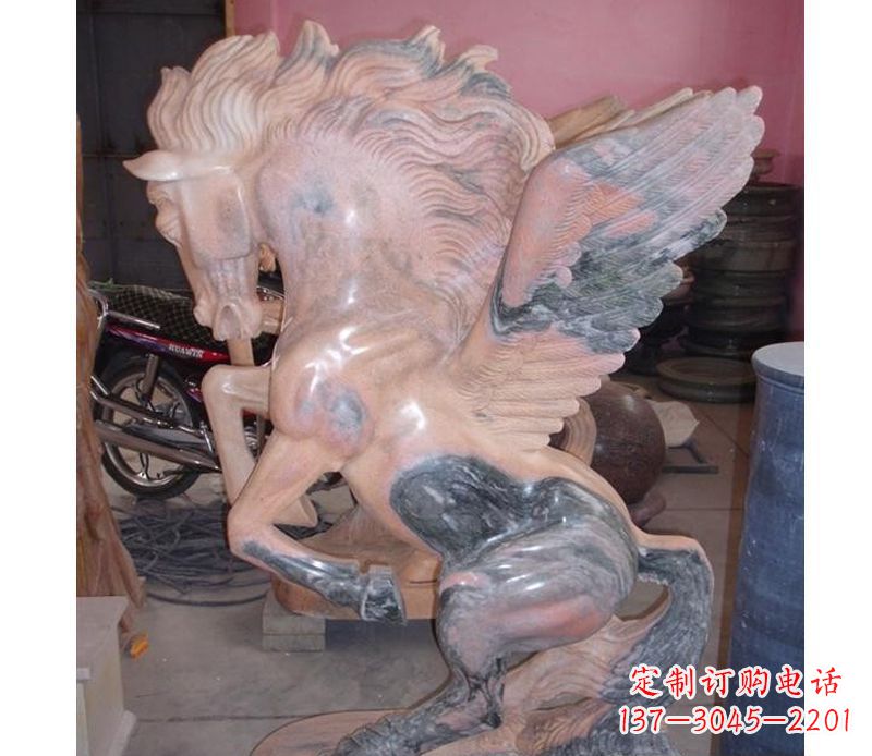 周口晚霞红奔马石雕