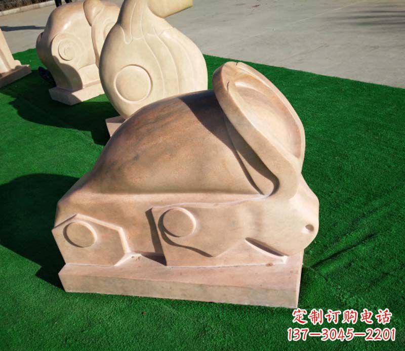 周口晚霞红抽象十二生肖石雕