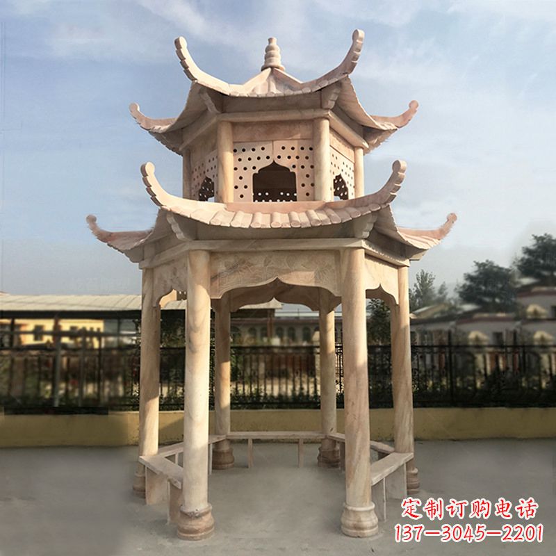 周口晚霞红大理石凉亭雕塑