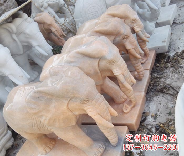 周口晚霞红大象门口石雕