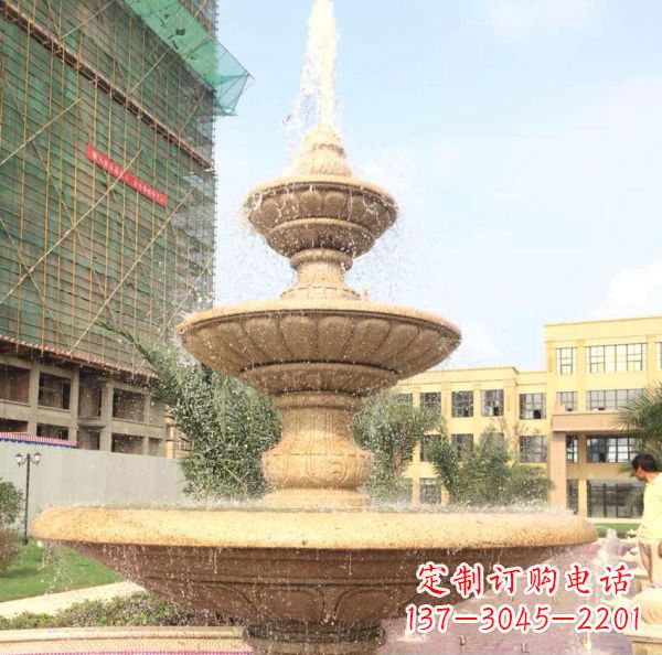 周口晚霞红大型多层喷泉石雕