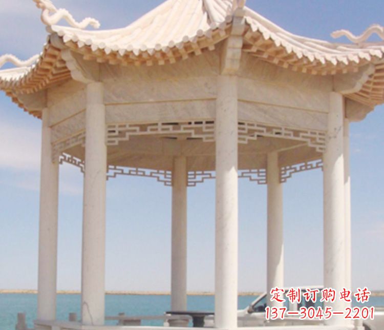 周口晚霞红单层凉亭石雕