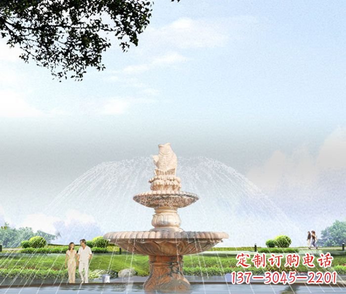 周口晚霞红多层大型石雕喷泉 (4)
