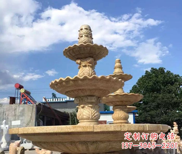 周口晚霞红多层喷泉石雕