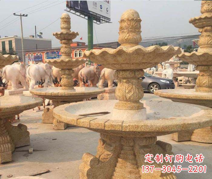 周口晚霞红多层大型石雕喷泉