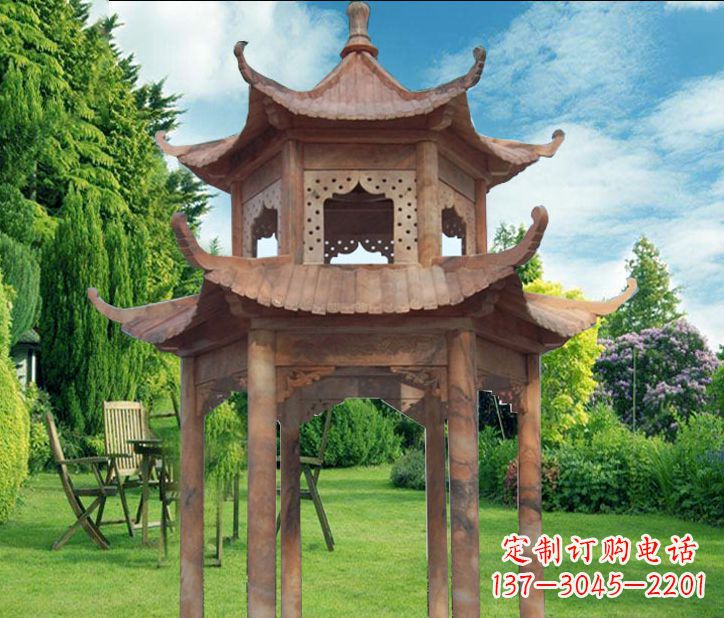周口晚霞红公园建筑凉亭
