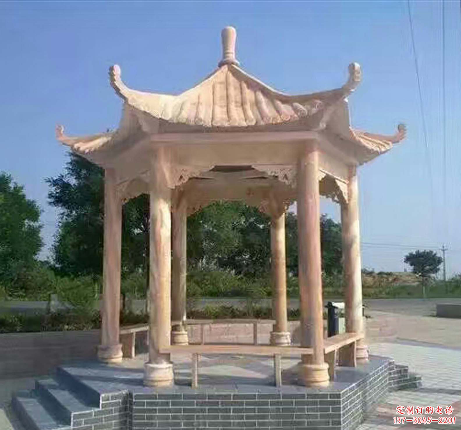 周口晚霞红公园景观凉亭