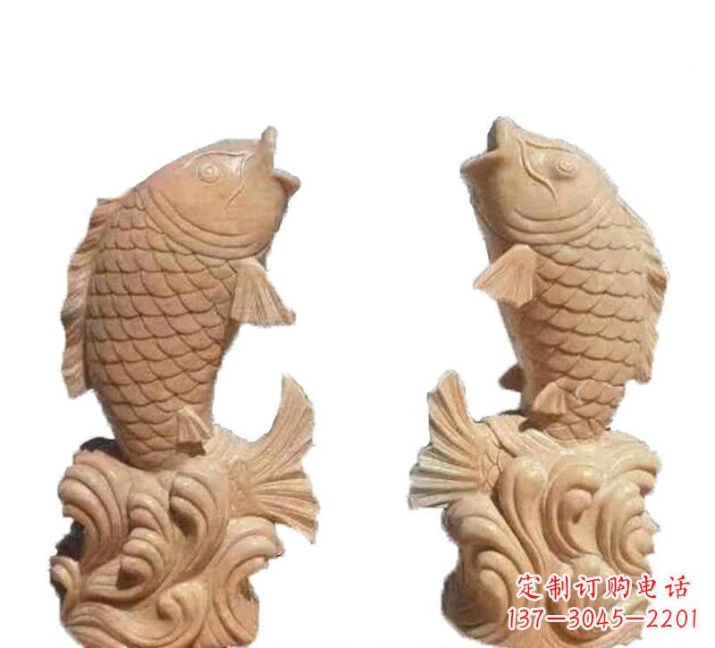 周口晚霞红公园喷水鲤鱼石雕