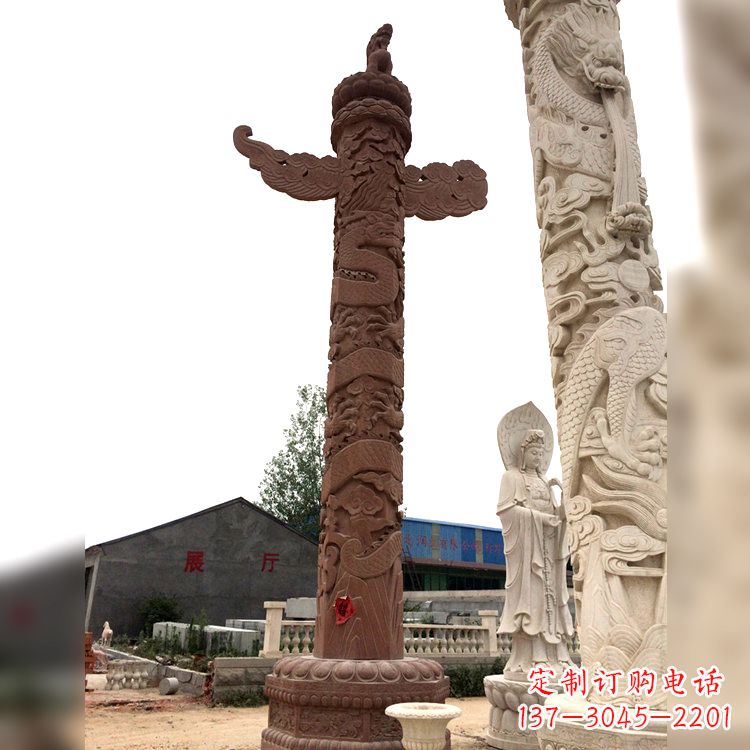 周口晚霞红华表石柱