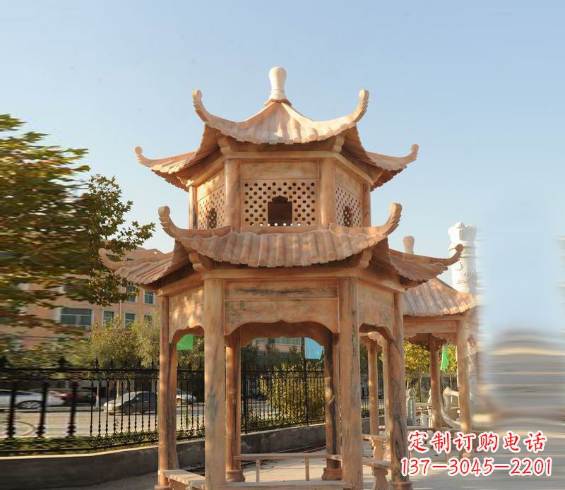 周口晚霞红景区休息凉亭