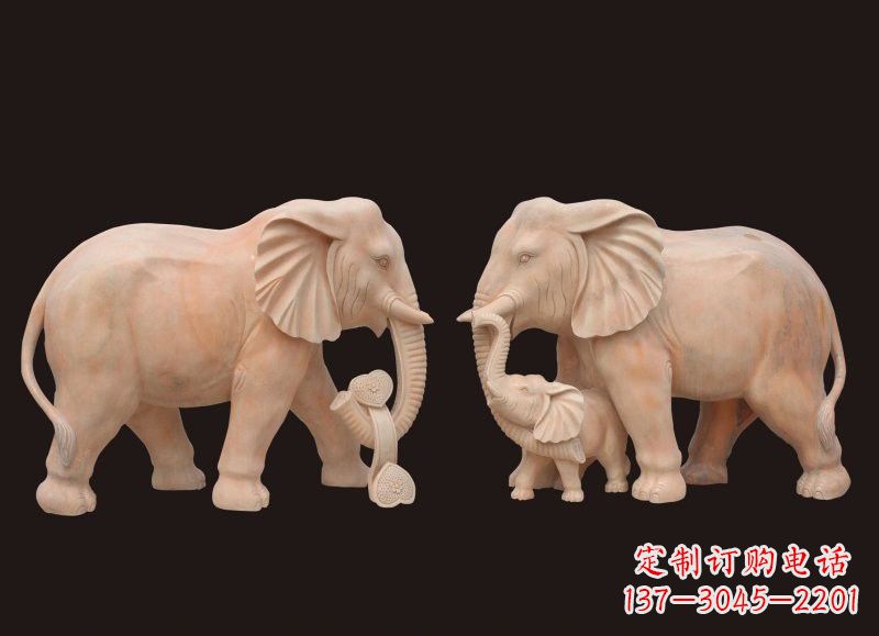 周口晚霞红母子大象雕塑