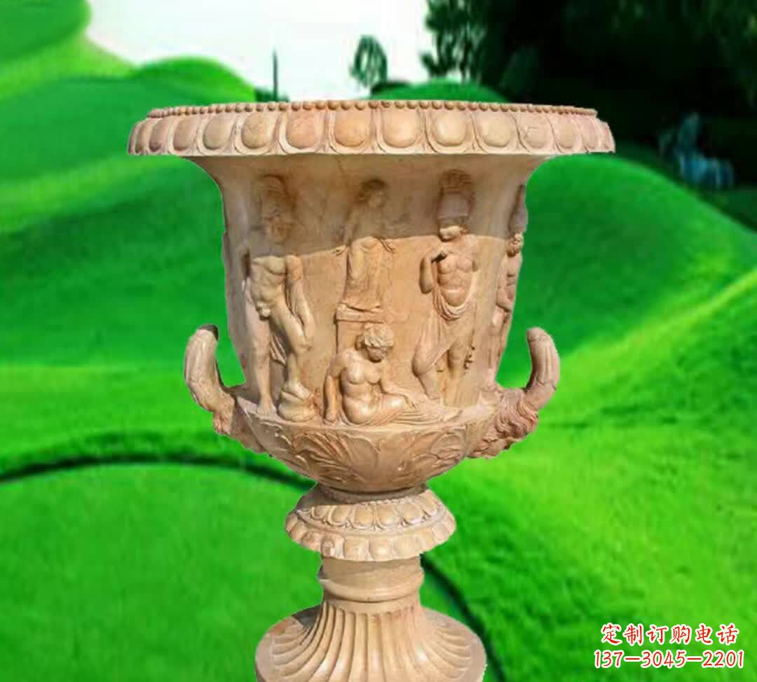 周口晚霞红欧式花盆石雕