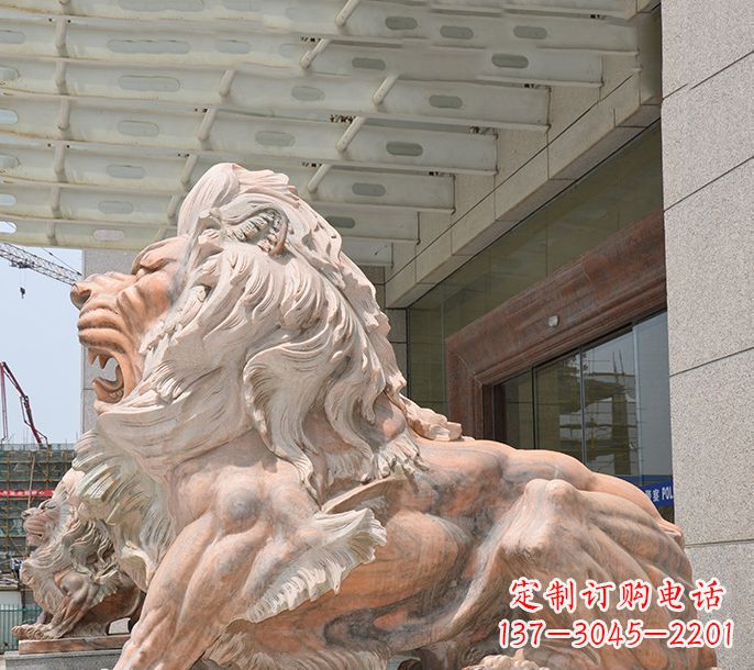 周口晚霞红欧式狮子石雕 (3)