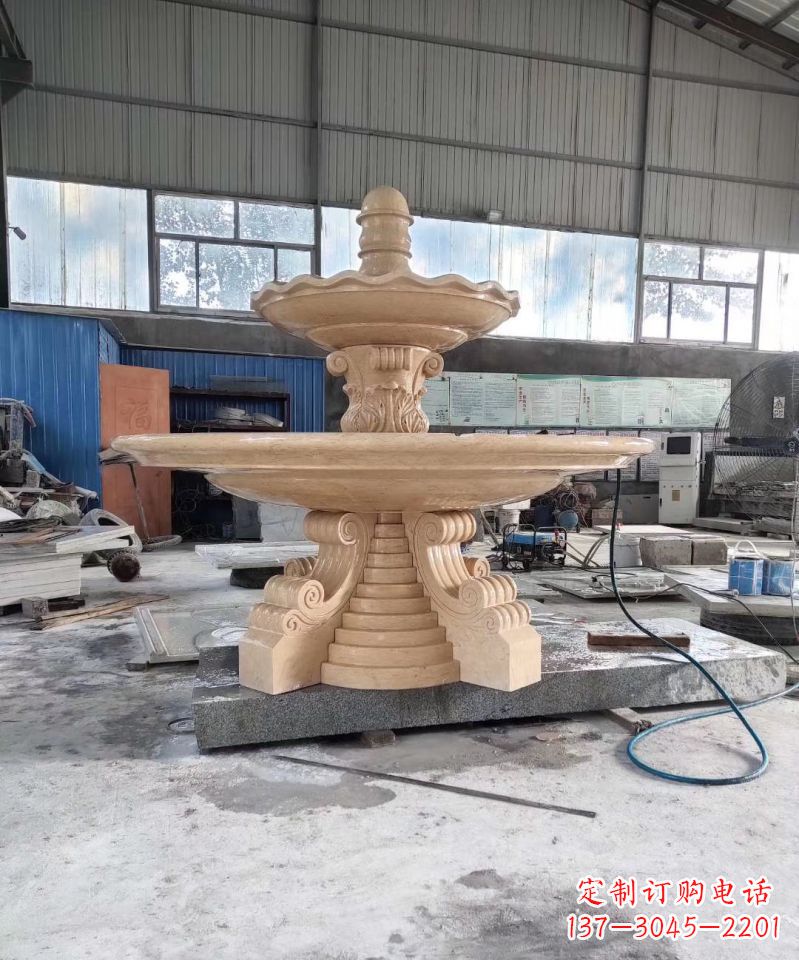 周口晚霞红喷泉石雕广场景观雕塑