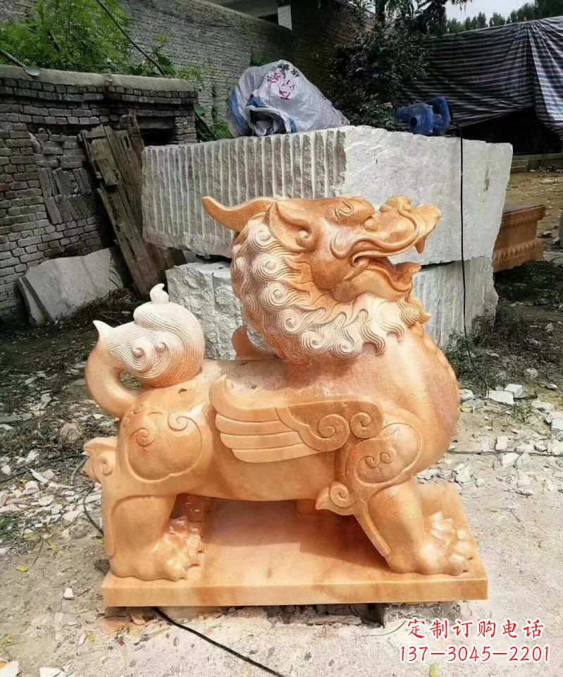 周口晚霞红貔貅雕塑1