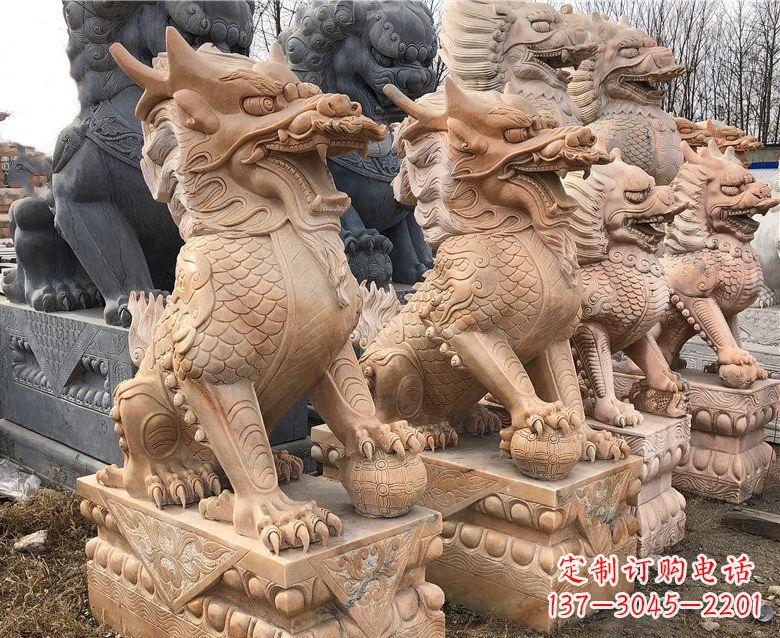 周口晚霞红麒麟石雕 (2)