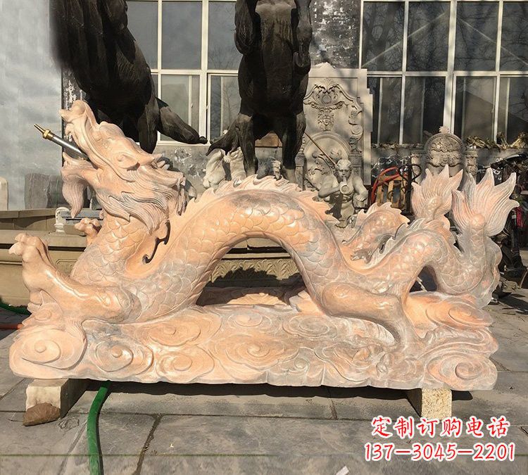 周口晚霞红石雕喷水龙