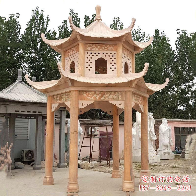 周口晚霞红双层石凉亭