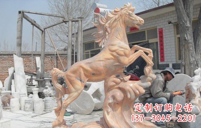 周口晚霞红踏浪奔马石雕222