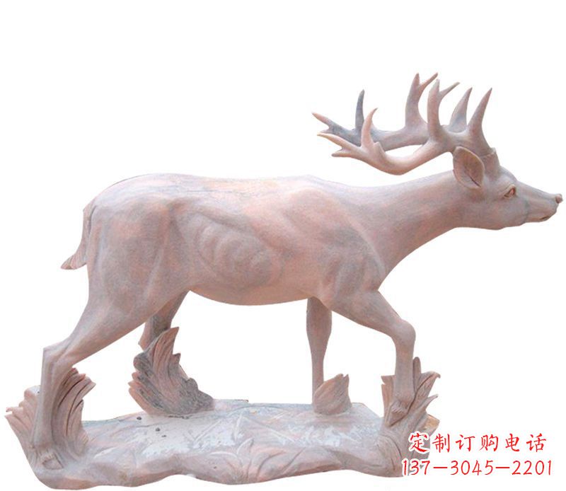 周口晚霞红小鹿石雕
