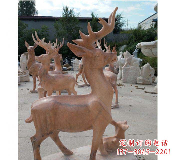 周口晚霞红驯鹿动物公园石雕